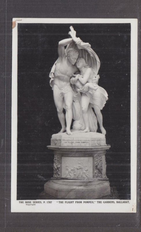 VICTORIA, BALLARAT, THE GARDENS STATUE, FLIGHT FROM POMPEII, c1950 ppc., unused.