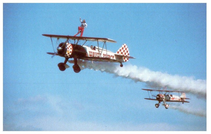 Wing Walkers popular at air shows at the Oshkosh Fly in Airplane Postcard