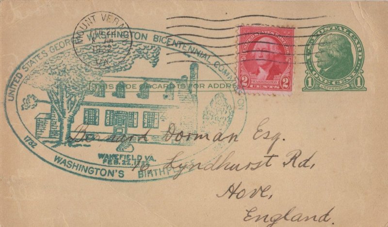 George Washington USA Old Cover With Rare Postmark Cancellation