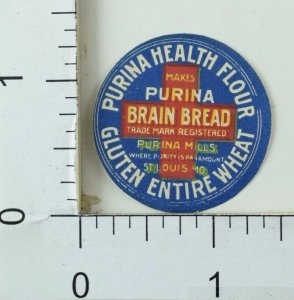 1890's Victorian Paper Label Purina Health Flour Brain Bread Gluten Wheat P35