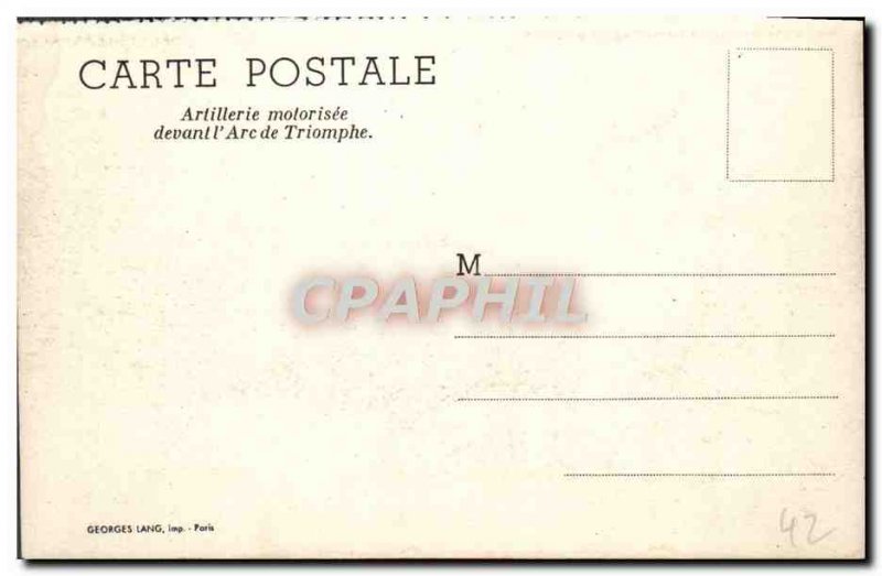 Old Postcard Artillery motorized front I & # 39Arc De Triomphe Paris Army Tan...