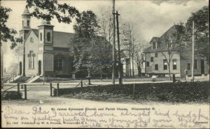 Woonsocket RI Church & Parish House c1905 Postcard