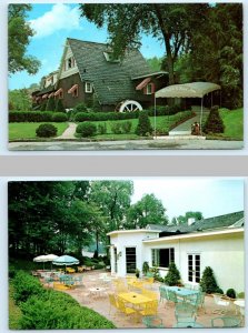 2 Postcards ARDSLEY, New York NY ~ Roadside WATER WHEEL INN Supper Club Patio