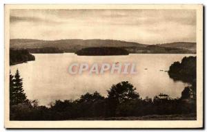 Old Postcard En Morvan General view of Lake Settons and Islands Area