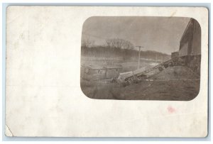 1908 Train Wreck Accident Cedar Rapids Iowa IA RPPC Photo Antique Postcard