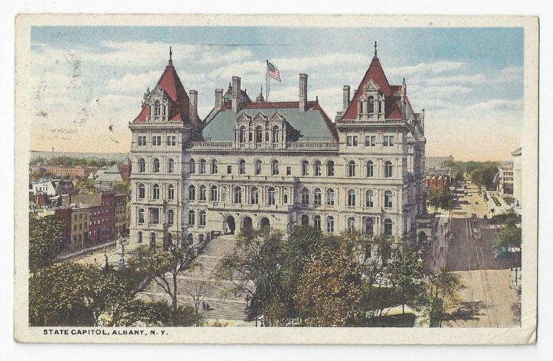 Albany NY State Capitol Bldg 1920 Postcard Auxiliary Marks