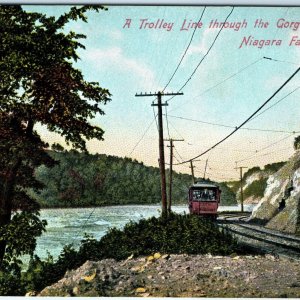 c1910s Niagara Falls Trolley Line Through Gorge Street Car Postcard Railway A90