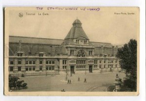 415648 BELGIUM TOURNAI Railway station Vintage postcard