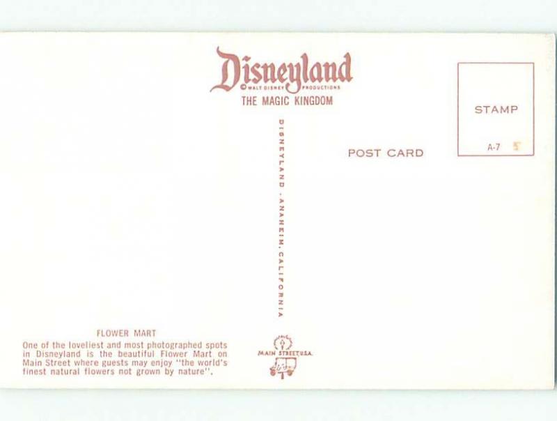 Unused Pre-1980 FLOWER MART AT DISNEYLAND Los Angeles - Anaheim CA p2797@