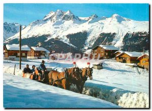 Postcard Modern Schlittenfahrt in Graubunden