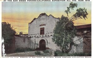 VINTAGE POSTCARD PANAMA CALIFORNIA EXPOS 1915 -  MISSION OF SAN DIEGO DE ALCALA