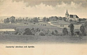 LAXARBY SWEDEN~SKOLHUS OCH KYRKA-SCHOOL & CHURCH~1900s PHOTO POSTCARD