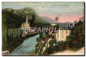 Old Postcard View Lourdes Gave and the Basilica