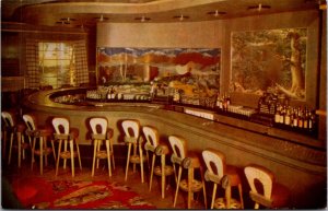 Postcard Famous Silver Dollar Bar Covered Wagon Room Harolds Club Reno Nevada