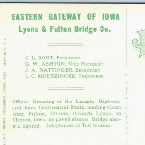 c1910s Clinton, Iowa Lyons & Fulton Bridge Advertising Postcard High Bridge A70
