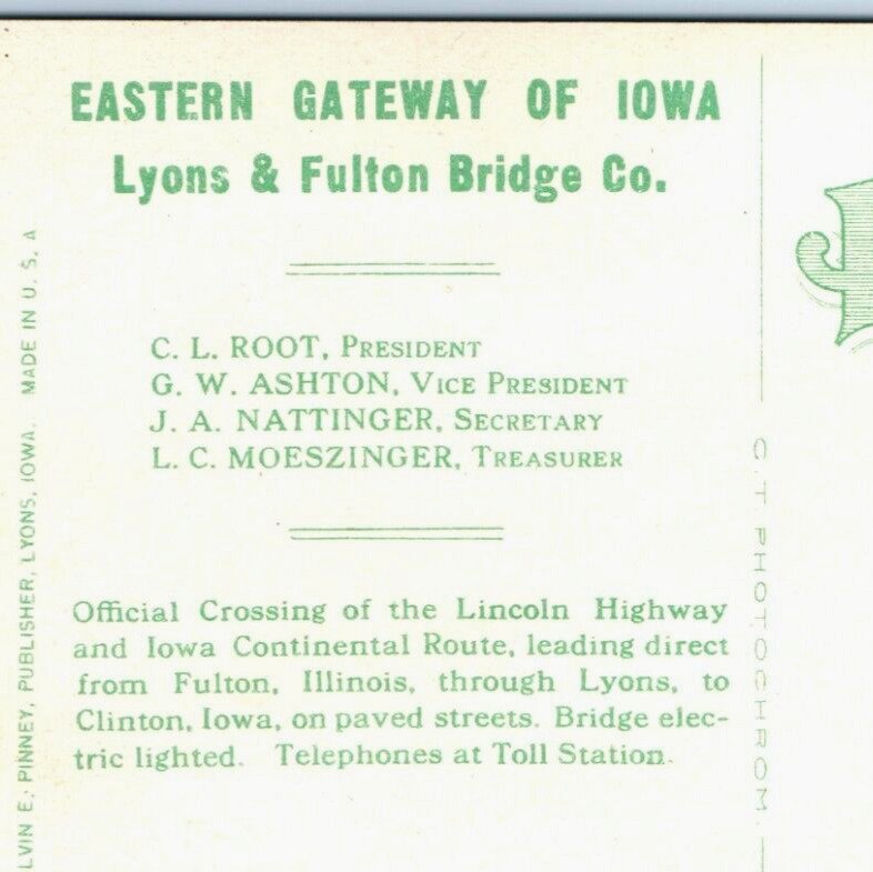 c1910s Clinton, Iowa Lyons & Fulton Bridge Advertising Postcard High Bridge A70