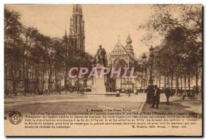 Old Postcard La Place Verte Antwerp