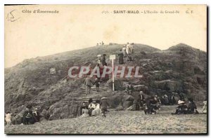 Old Postcard Emerald Coast Saint Malo Grand Be Staircase