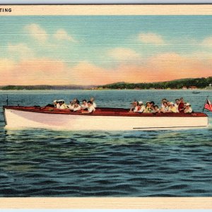 1934 Motor Boating Early Speed Boat Crowd People Yacht Great Lakes PC Teich A228