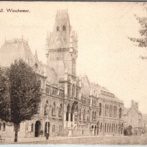 c1910s Winchester England Town Hall Postcard Guildhall Jay Em Grimsby Hampshire