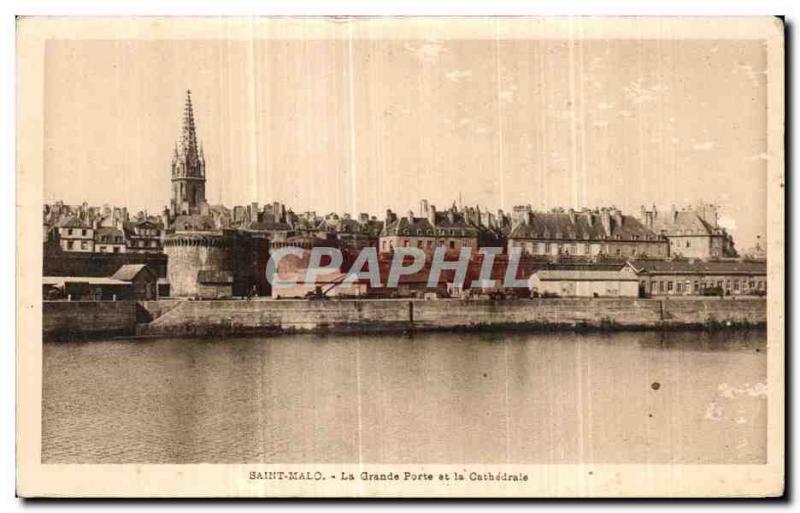 Old Postcard Saint Malo The Great Gate and the Cathedral