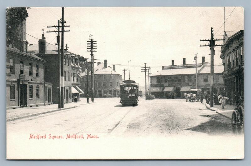 MEDFORD MA MEDFORD SQUARE UNDIVIDED ANTIQUE POSTCARD 