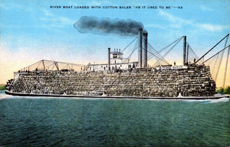 Riverboat Loaded With Cotton Bales