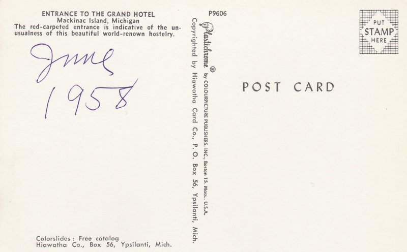 10719 Red Carpet Entrance Grand Hotel, Mackinac Island, Michigan 1958