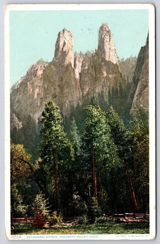 Vintage Postcard 1909 Cathedral Rocks and Spires Yosemite Valley California CA