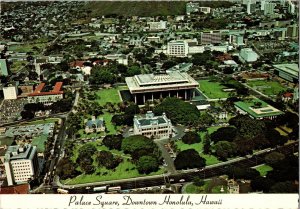 Aerial View Palace Square, Downtown Honolulu HI c1978 Postcard I65