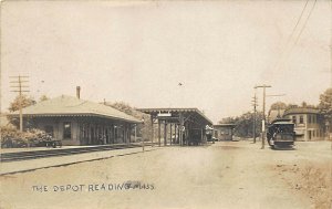 Reading MA Train Railroad Station Train Depot Real Photo Postcard