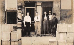 Barber Shop Real Photo People Working Unused 