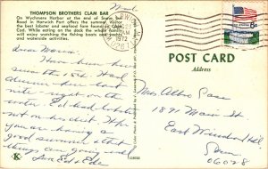 Thompson Brothers Clam Bar Wychmere Harbor Snow Inn Road Harwich Port Postcard 