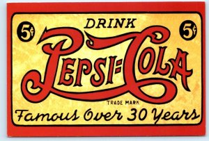 PEPSI COLA Repro Advertising LOGO Trademark 30 Years ~4x6 Modern 1997 Postcard