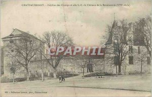 Old Postcard Chateaubriant Pavilion Fields and S F wing of the Renaissance Ch...