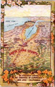 Postcard MAP SCENE Santa Clara California CA AL4960
