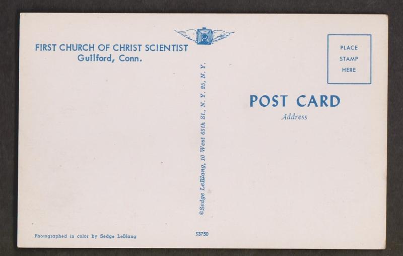 First Church Of Christ Scientist, Guilford, CT- Unused c1965