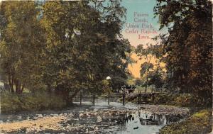 Cedar Rapids Iowa~Union Park~People on Bridge Spanning Prairie Creek~1914 PC