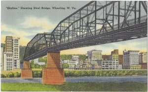 Skyline Showing Steel Bridge Wheeling West Virginia