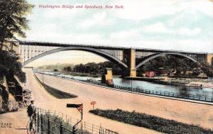 NY, New York   WASHINGTON BRIDGE & SPEEDWAY  Man Standing  c1910's Postcard
