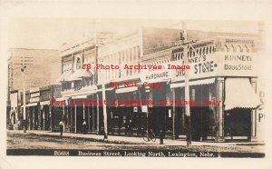 NE, Lexington, Nebraska, RPPC, Business Street, Looking North, Kinney Drug Store