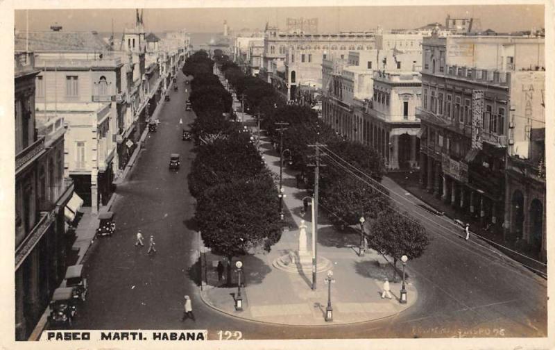 Havana Cuba Pasco Marti Street Scene Real Photo Antique Postcard K39836