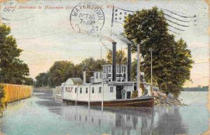 Steamer Wolf Canal Entrance to Wisconsin River Portage WI 1909 postcard