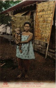 CPA AK Pnom Penh- Jeune Mére et son Enfant. CAMBODGE Indochine (714983)