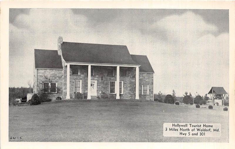 B43/ Waldorf Maryland Md Postcard c1940s Hollywell Tourist Home HWY5 Roadside