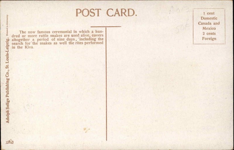 Native American Indians Snake Dance c1910 Unused Postcard