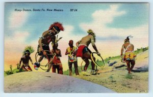 SANTA FE, NM New Mexico ~ Native American HOOP DANCERS c1950s Linen  Postcard