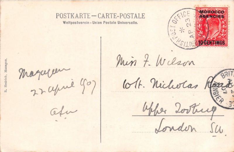 MAZAGAN MOROCCO~LANDUNG der POSTSÄCKE-LANDING THE MAILS~R HELRICH POSTCARD 1907