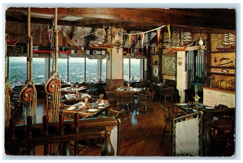 c1960 Singapore Yacht Club Exotic Moorings Ports Interior Dallas Texas Postcard
