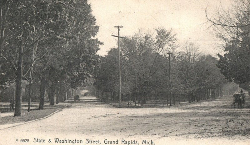 C. 1900-07 State & Washington Street Grand Rapids Michigan Vintage Postcard P217